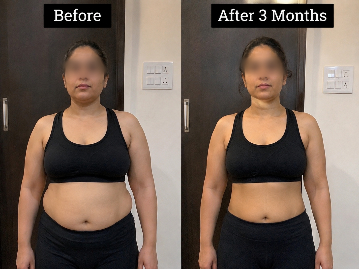 Bride before and after 3 months on the LeanWize Bridal Transformation Program — front view